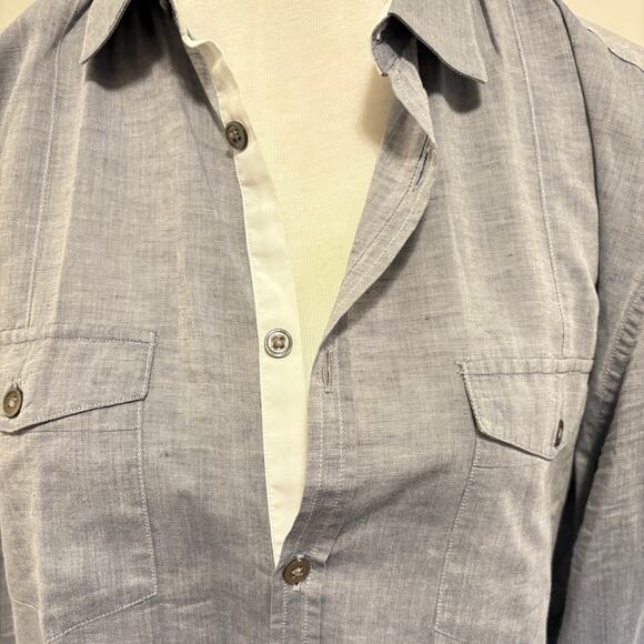 John Varvatos Button Shirt Gray Men’s Large - Picture 4 of 12